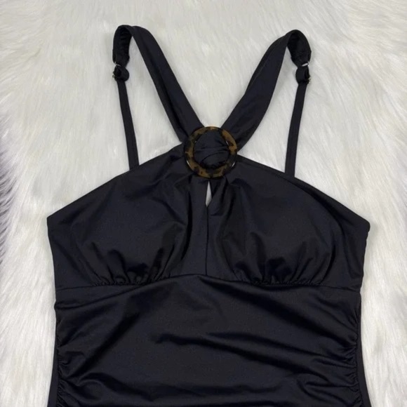 Tommy Bahama Black Perl High Neck One Piece Swimsuit Size 6 - Picture 3 of 7